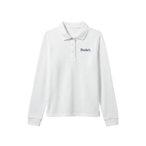 Katherine Delmar Burke School white long sleeve 100% cotton polo with Burke's logo Adult XXL girls grades 5 through 8 upper school daily uniform San Francisco