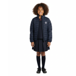 École Notre Dame des Victoires navy blue puffer jacket boys and girls TK through 8th grade optional outerwear San Francisco