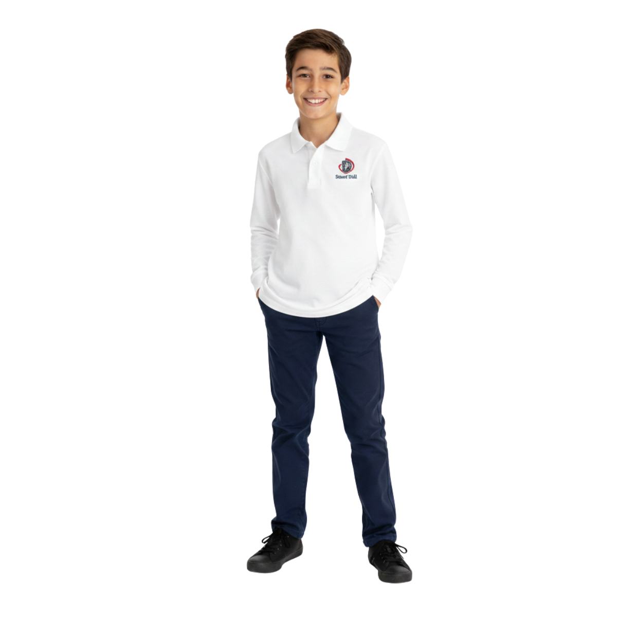 long sleeve polo dress uniform Men's Uniform Wren Polo - Navy
