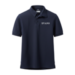 The Evans School navy short sleeve 100% cotton polo grades 1 through 6 regular uniform La Jolla California