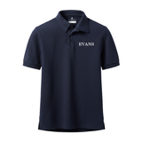 The Evans School navy short sleeve 100% cotton polo grades 1 through 6 regular uniform La Jolla California
