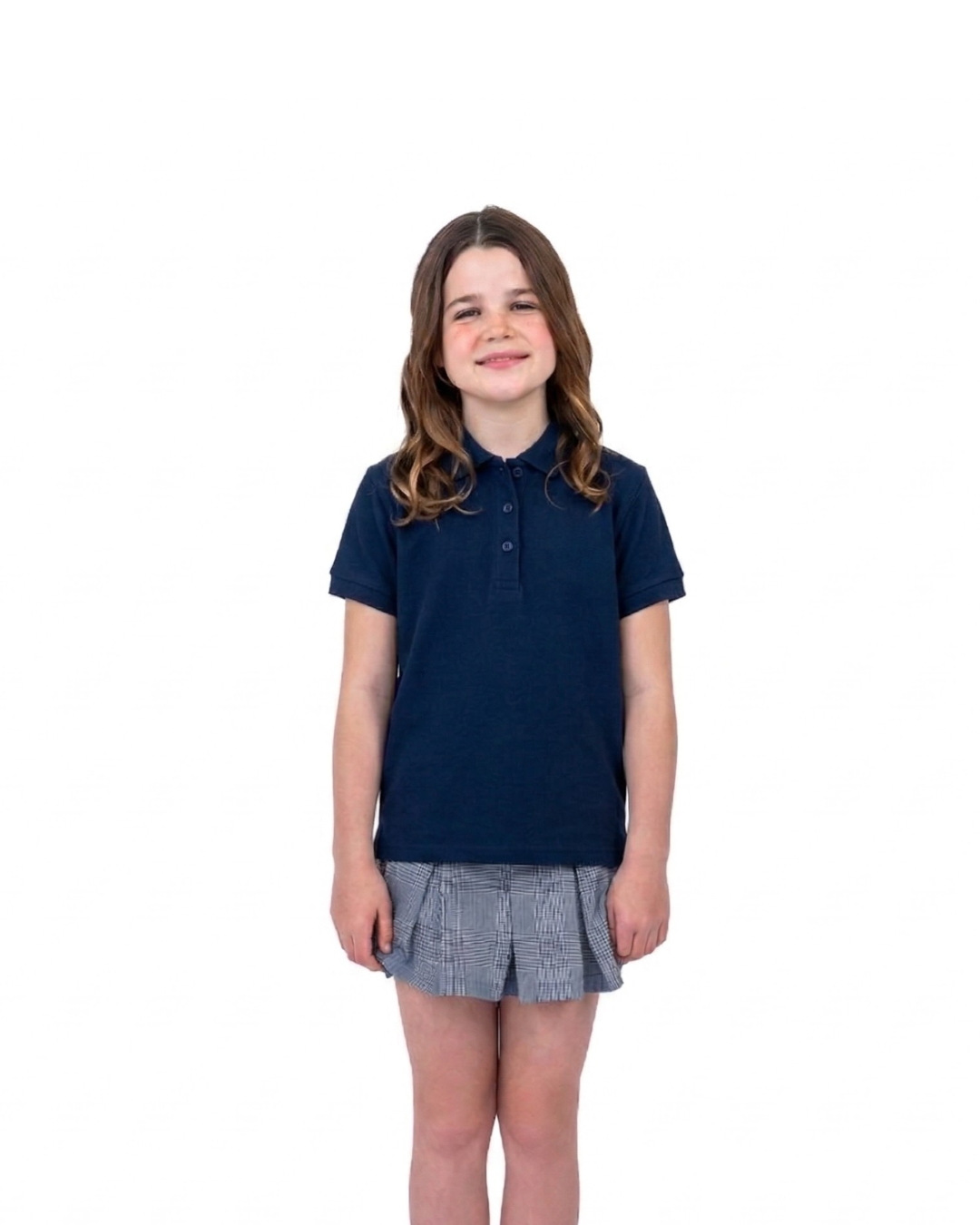 Academix Apparel navy short sleeve cotton polo girls Convent of the Sacred Heart School San Francisco daily uniform available in uniform basics